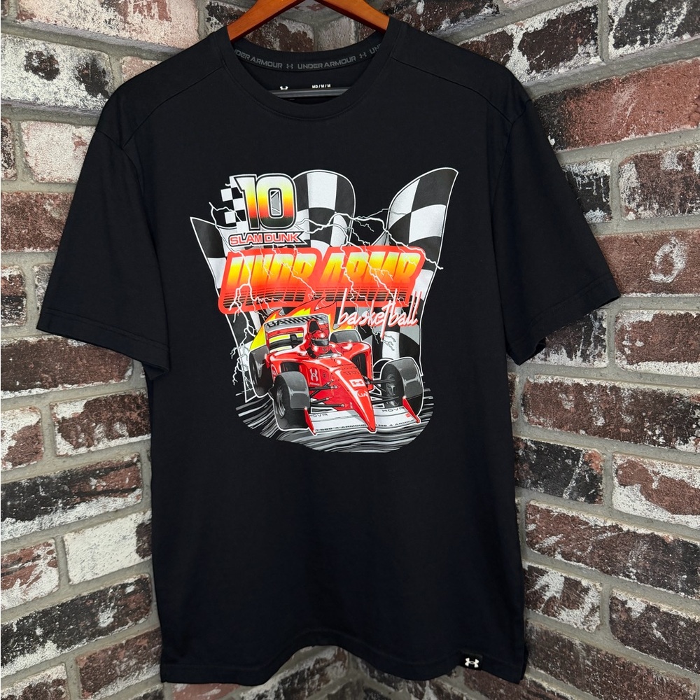 Under Armour Hoops Finish Line 10 Slam Dunk Basketball Race Car Graphic Tee